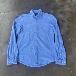 Netplay Button Down Shirt Mens XS Blue Excellent Slim Fit Cotton Slub Knit